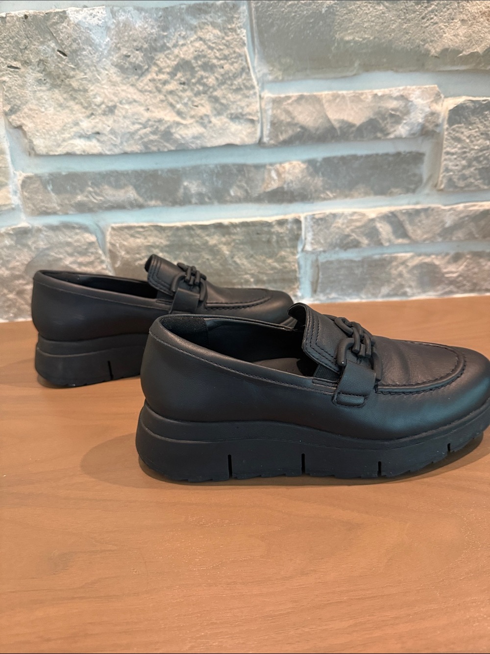Clark’s Chunky Black Leather Loafers